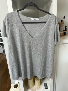 Project Social T Heather Gray V-Neck Short Sleeve Tee